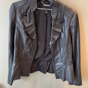 White House Black Market Black Leather Jacket Size Medium